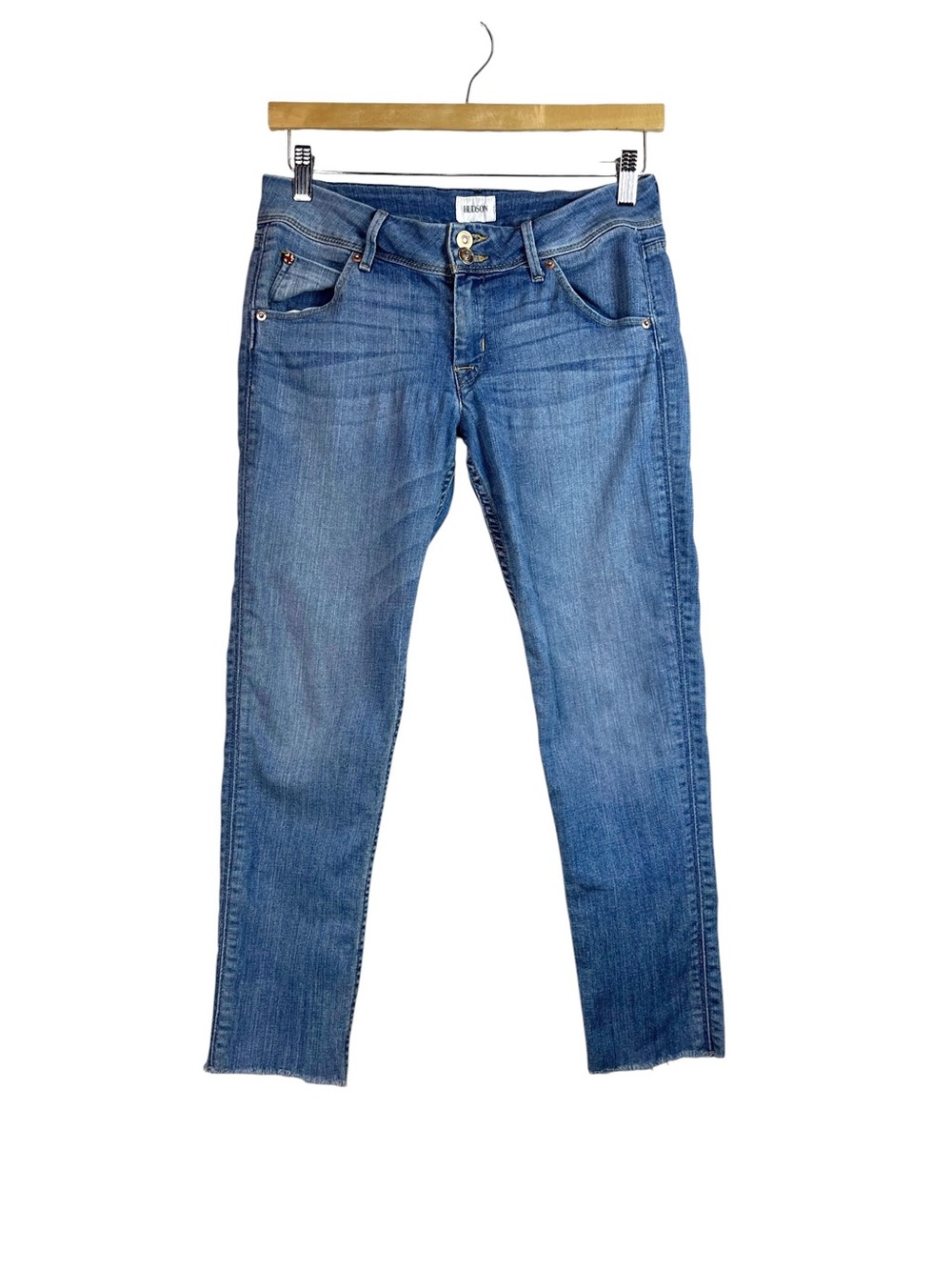 Hudson Women’s Collin Crop Raw Hem Denim Jeans Light Wash Size 28 Mid-Rise